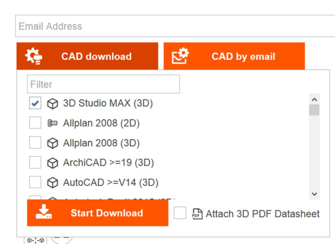 Global innovation Quick Download: Within a dialog field, users can start the download process with only a few clicks and a simultaneous download of several CAD formats.
