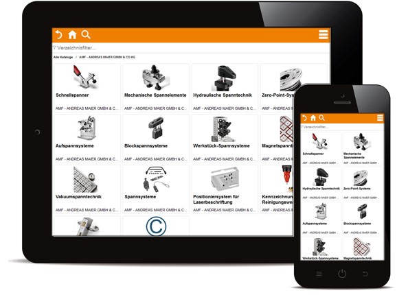 Con la web app di CADENAS, il catalogo elettronico della AMF è ora a disposizione come soluzione mobile indipendente dal sistema operativo