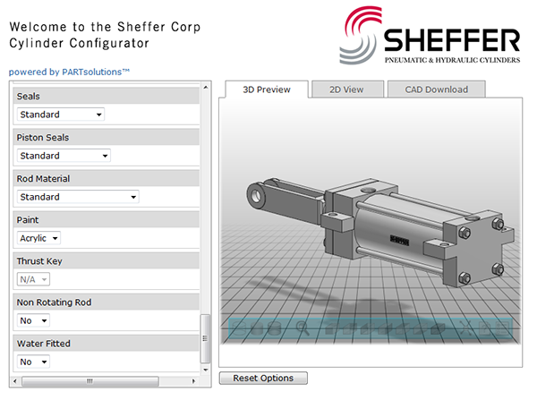 Sheffer Corp Cylinder Configurator