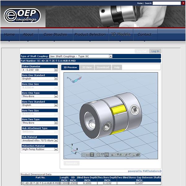 Electronic Parts Catalog Software Provider CADENAS PARTsolutions LLC Launch New Product Configurator for OEP Couplings